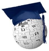 Wikipedia.com logo with mortarboard